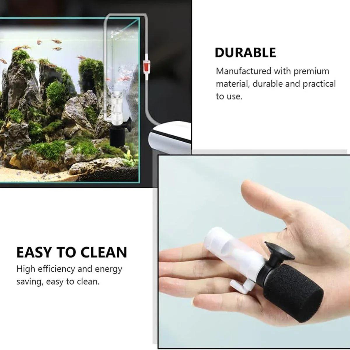 Compact Mini Aquarium Filter 3 in 1 Water Filter Aerator for Fish Tanks Quiet image 9