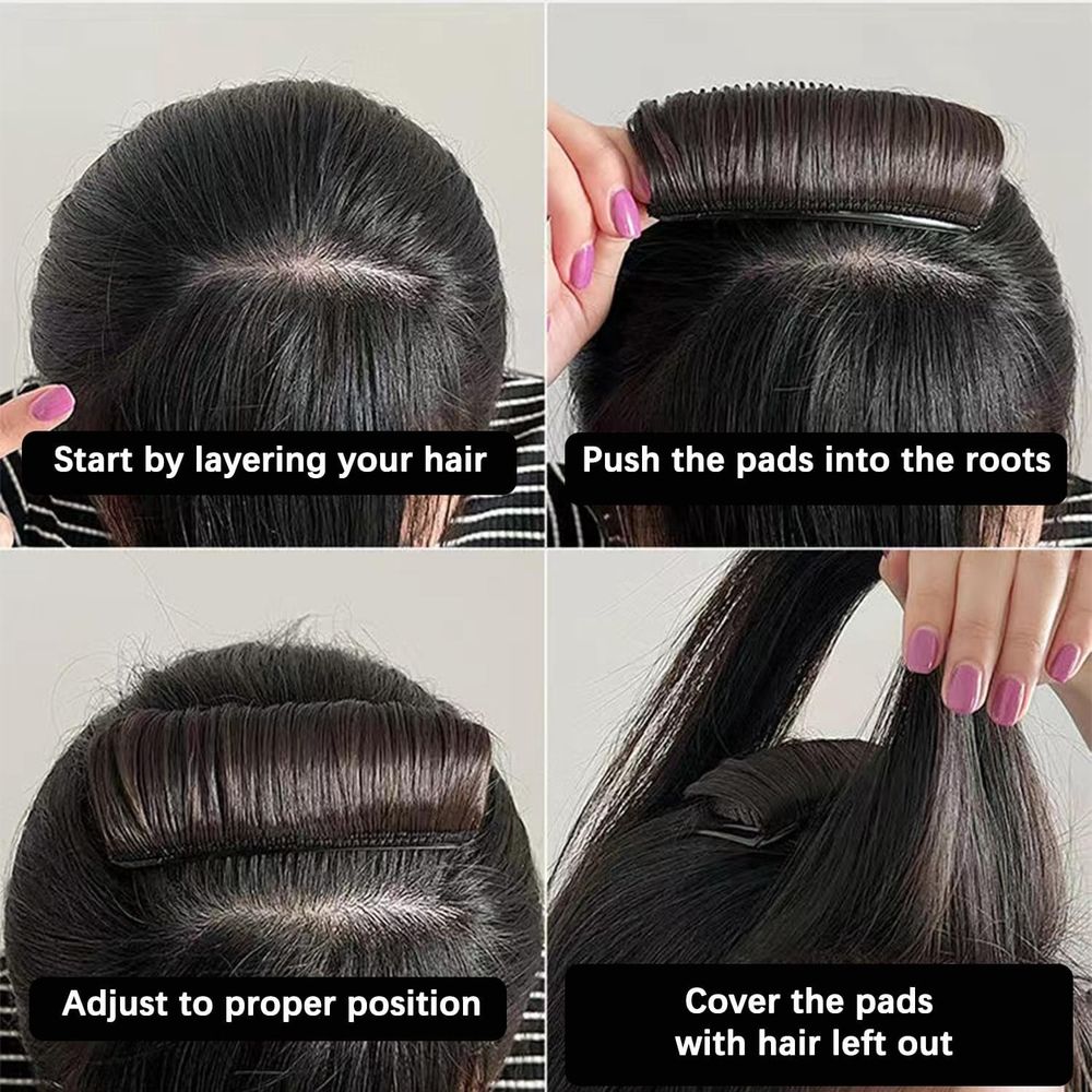 3 Pcs Invisible Fluffy Hair Pad, Dark Brown image 5
