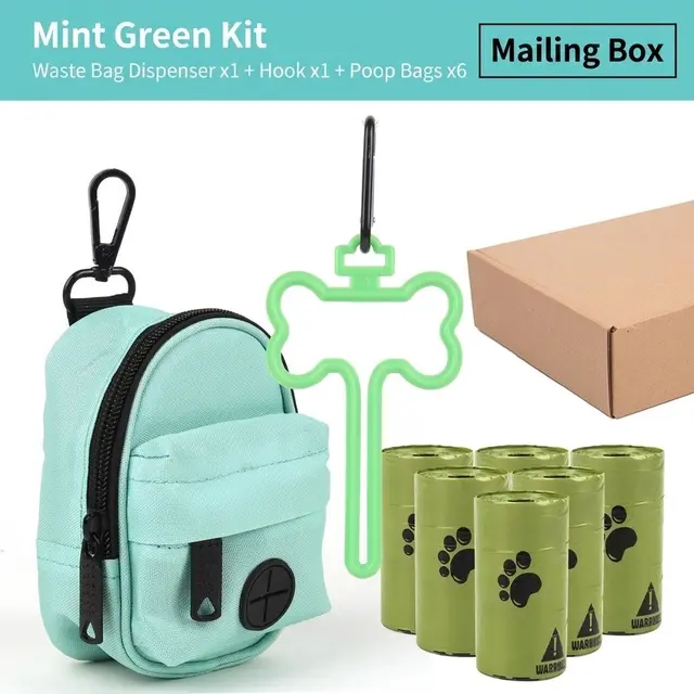 Carry Your Pup’s Mess in Style with a Durable Oxford Fabric Poop Bag Dispenser Set, Mint