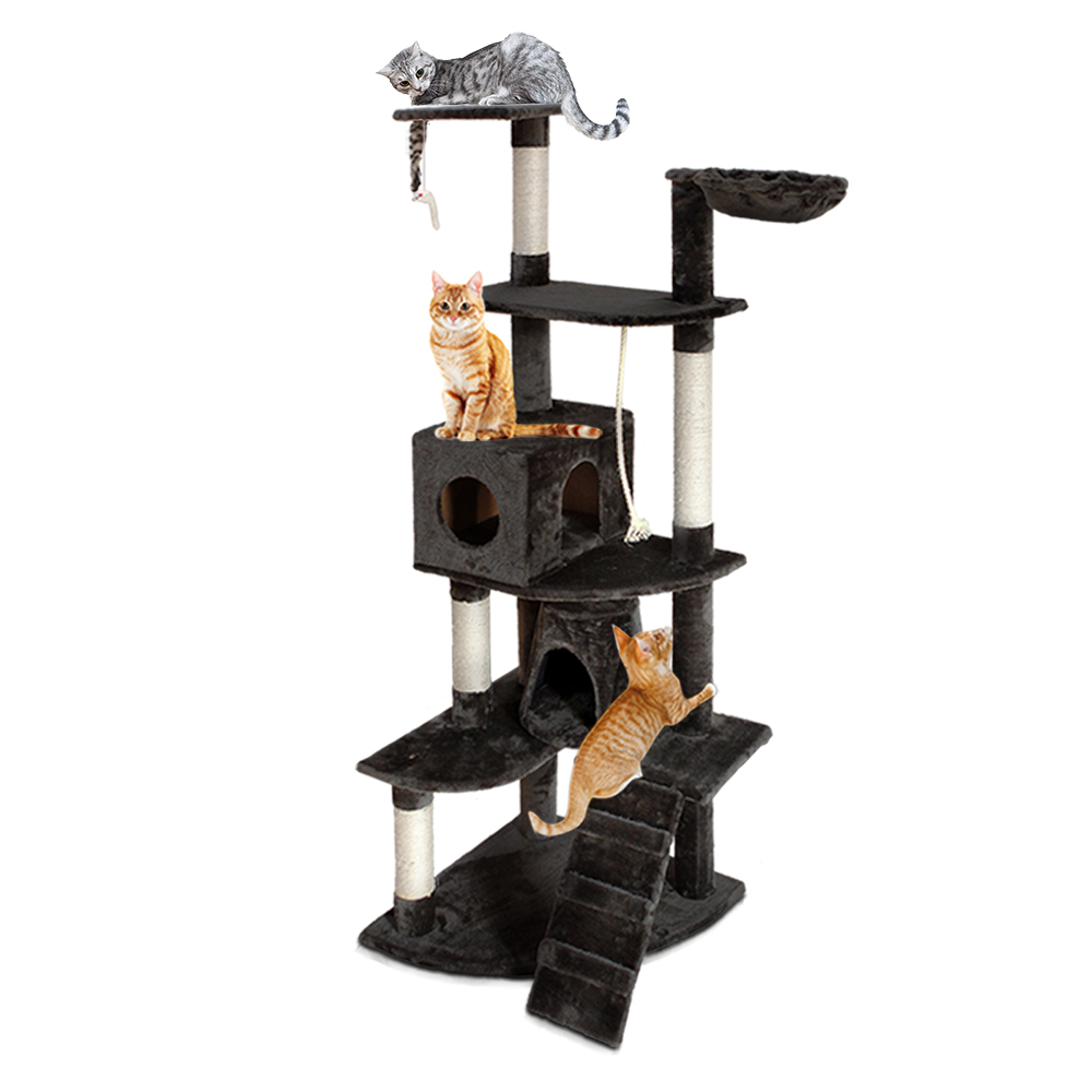 i.Pet Cat Tree 193cm Tower Scratching Post Scratcher Condo House Trees Grey image 8