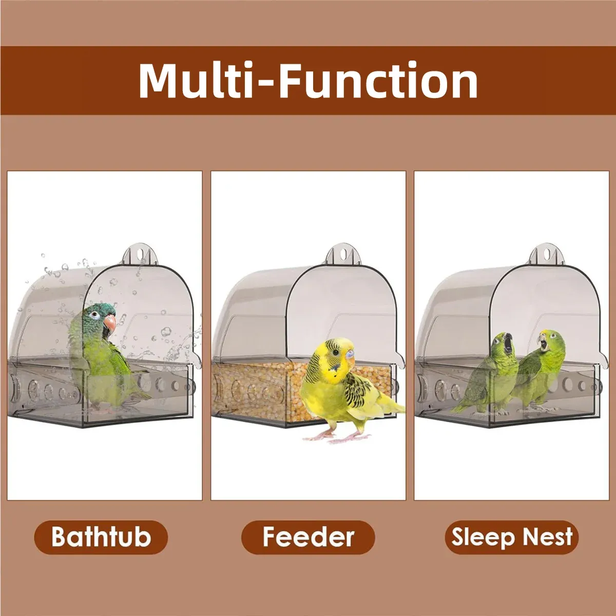 Parrot Bath Box Grey Bird Cage Accessory Bathroom Bird Bathtub for Small Birds image 4