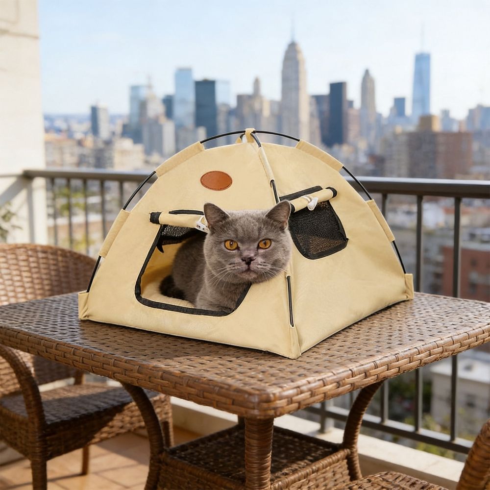 Portable Cat Tents for Indoor Cats, Gray, S/Small/Medium, 13.7 × 13.7 × 11.8in image 5