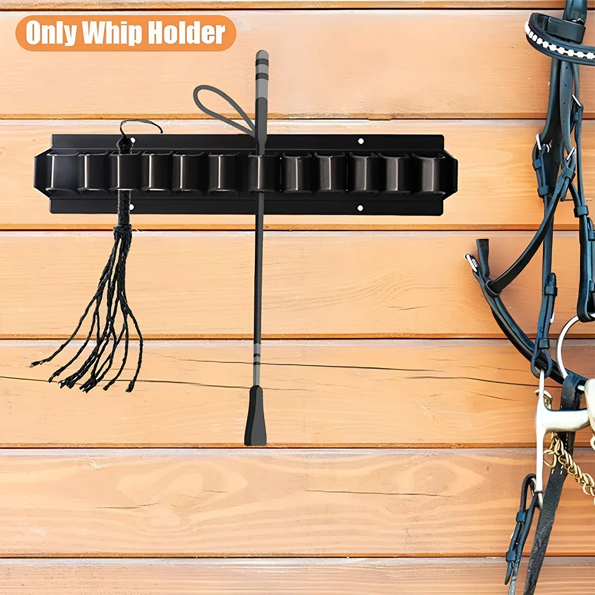 Long Whip Tool Storage Rack Horse Gear and Whip Rack Wall Mount Organizer image 7