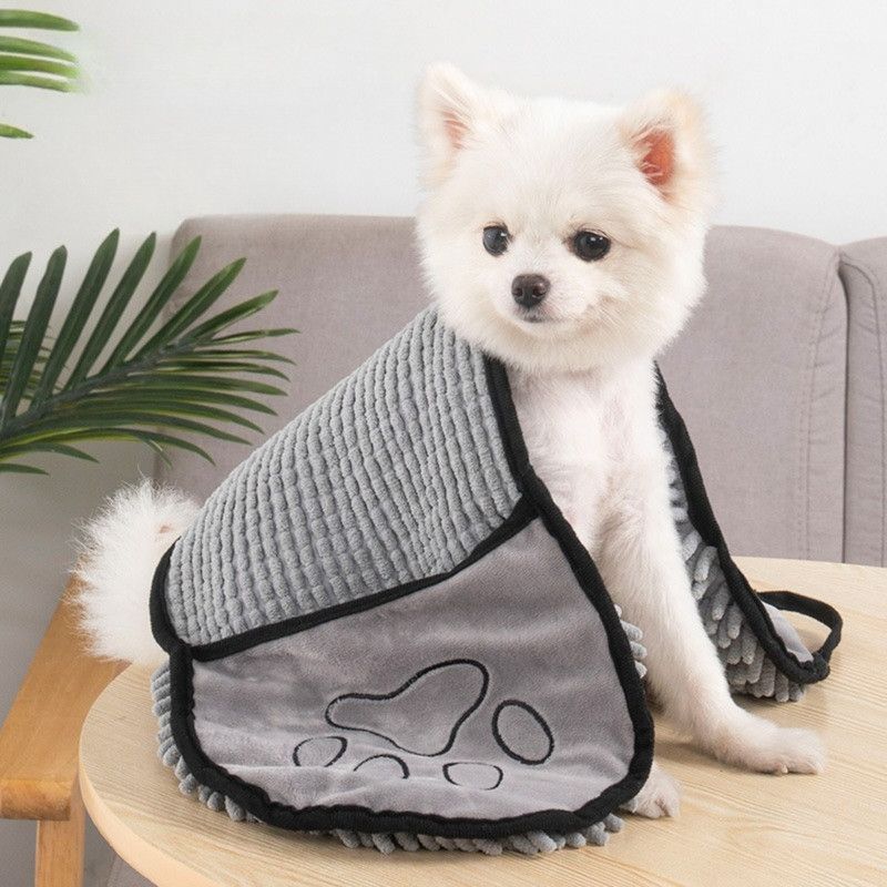 Hand-Insert Pet Absorbent Towel, Quick-Drying Bath Towel for Dogs & Cats—Gray image 2