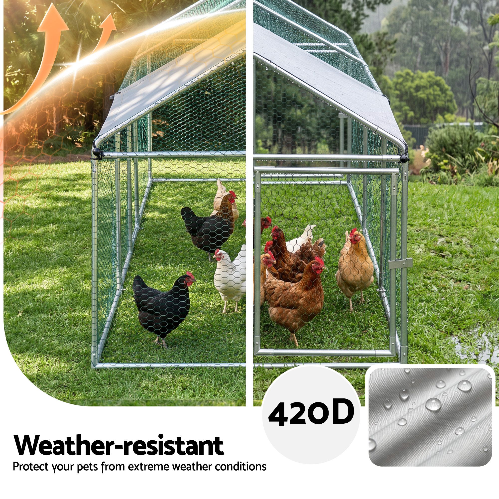 i.Pet Chicken Coop Rabbit Hutch Outdoor Run Walk in Hen Cage Ferret House 2.8x1x1m image 7