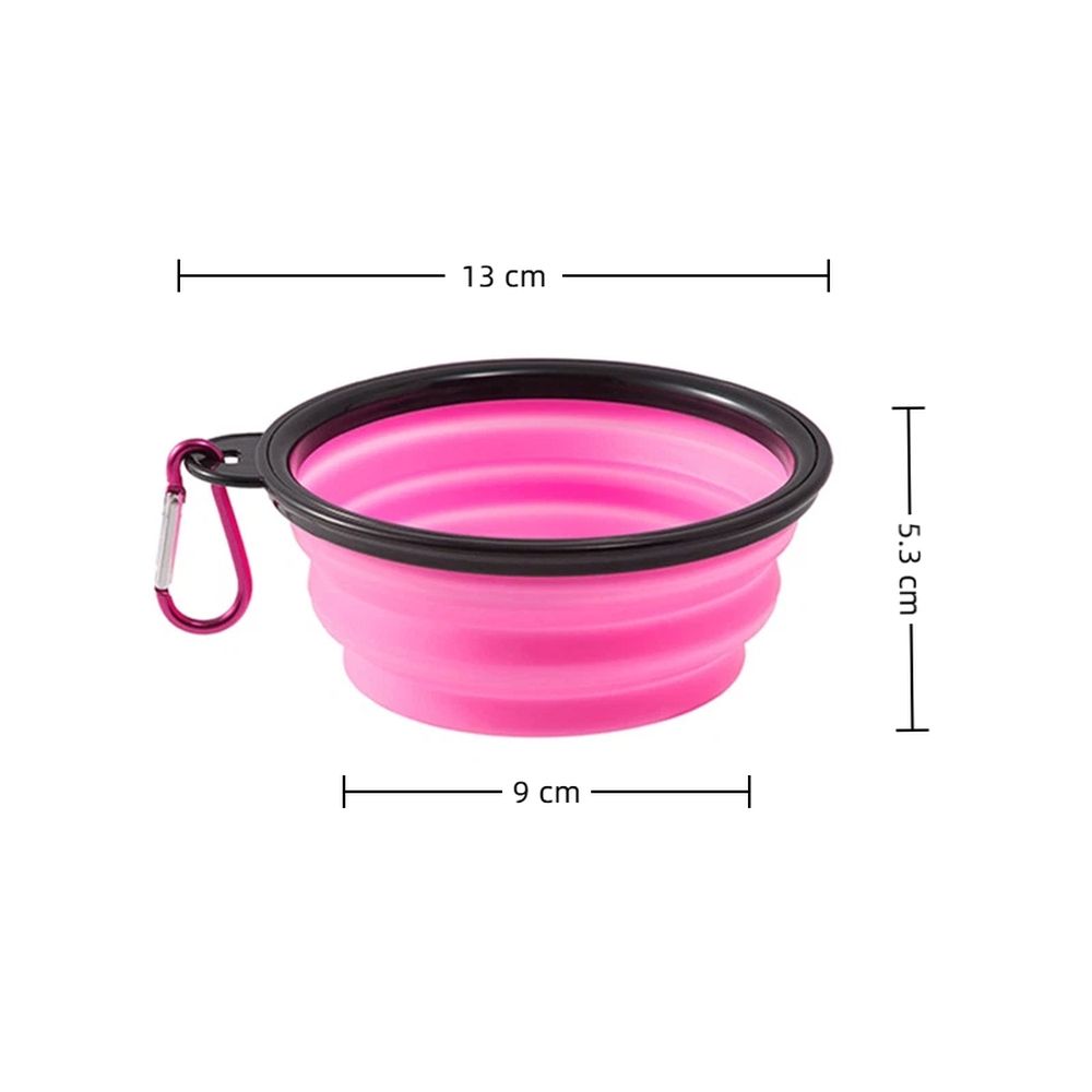 2 Pcs 350ml Foldable Silicone Dog Bowl – Portable Puppy Food Container, Pink image 2