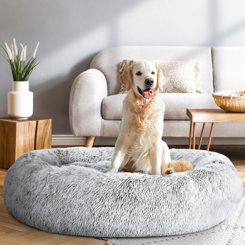 i.Pet Pet Bed Dog Cat 110cm Calming Extra Large Soft Plush Light Charcoal image 7