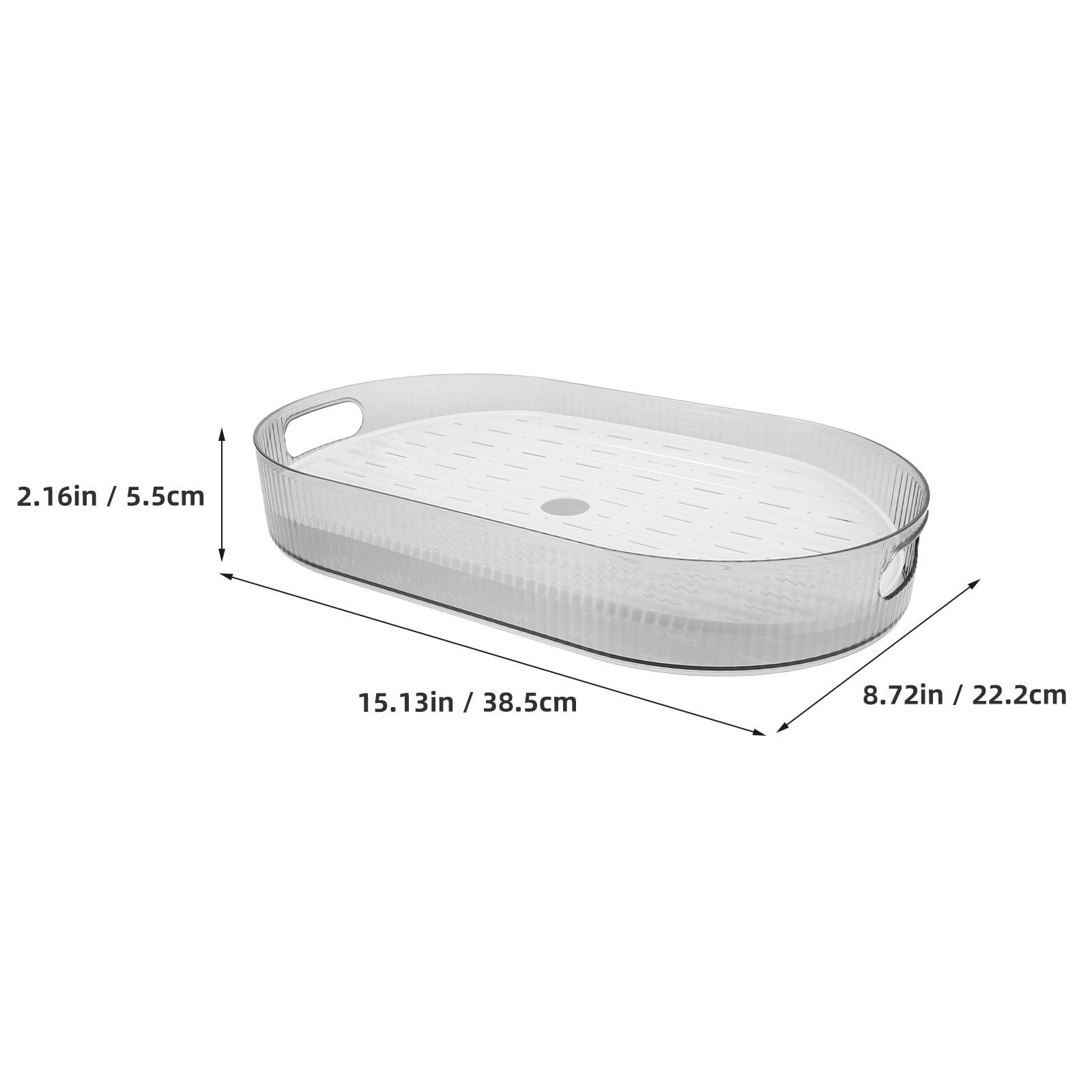 Household Transparent Oval Tea Tray with Draining Function Reusable Pet Material image 2