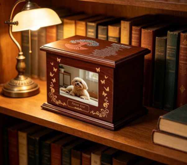 Pet Memorial Wooden Urn Box with Photo Frame, 28 image 6