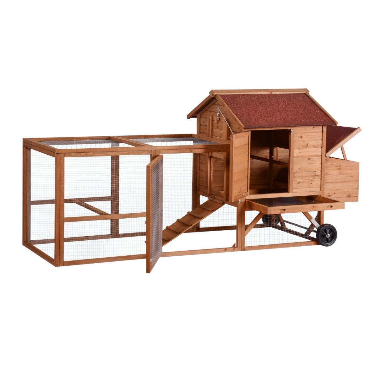 YES4PETS 248 cm XL Chicken Coop Rabbit Hutch Ferret Hen Guinea Pig House With Wheels image 5