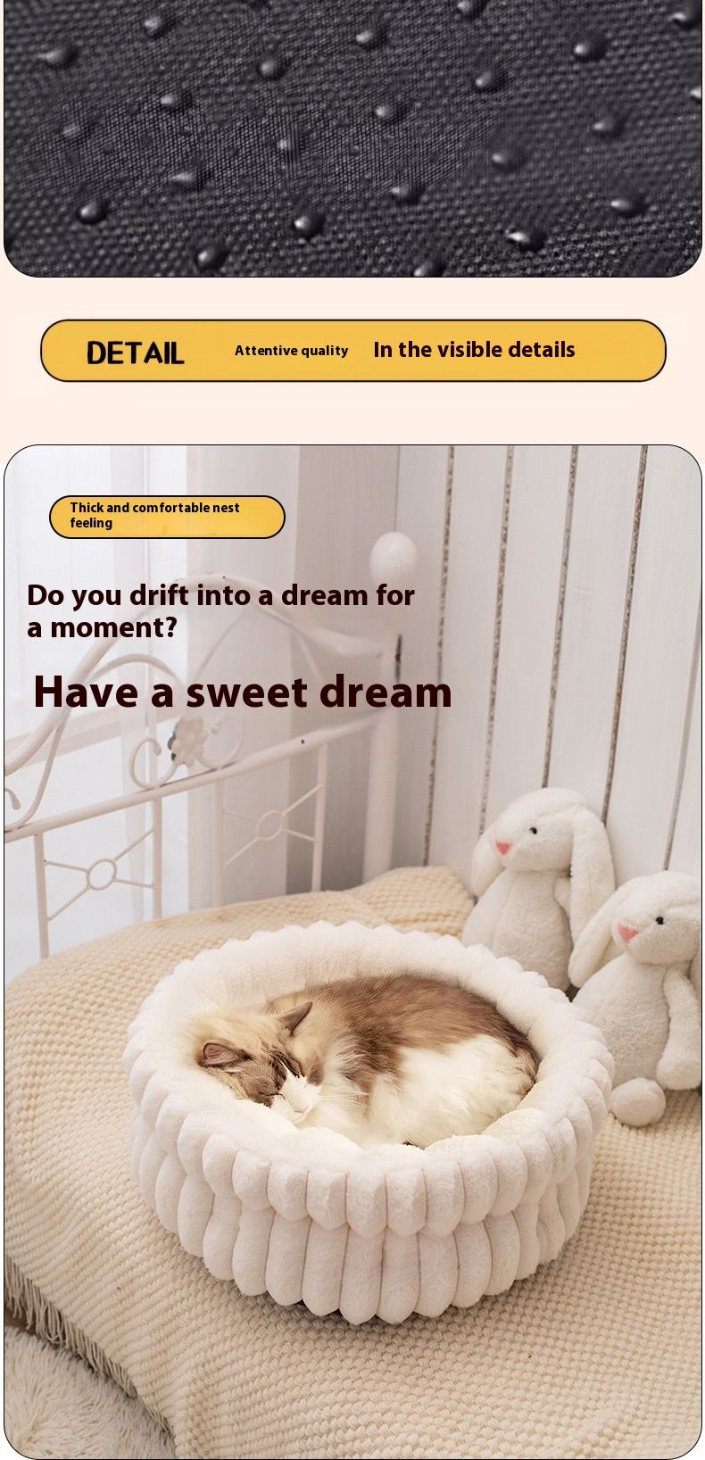 White cat bed plush cat bed image 9