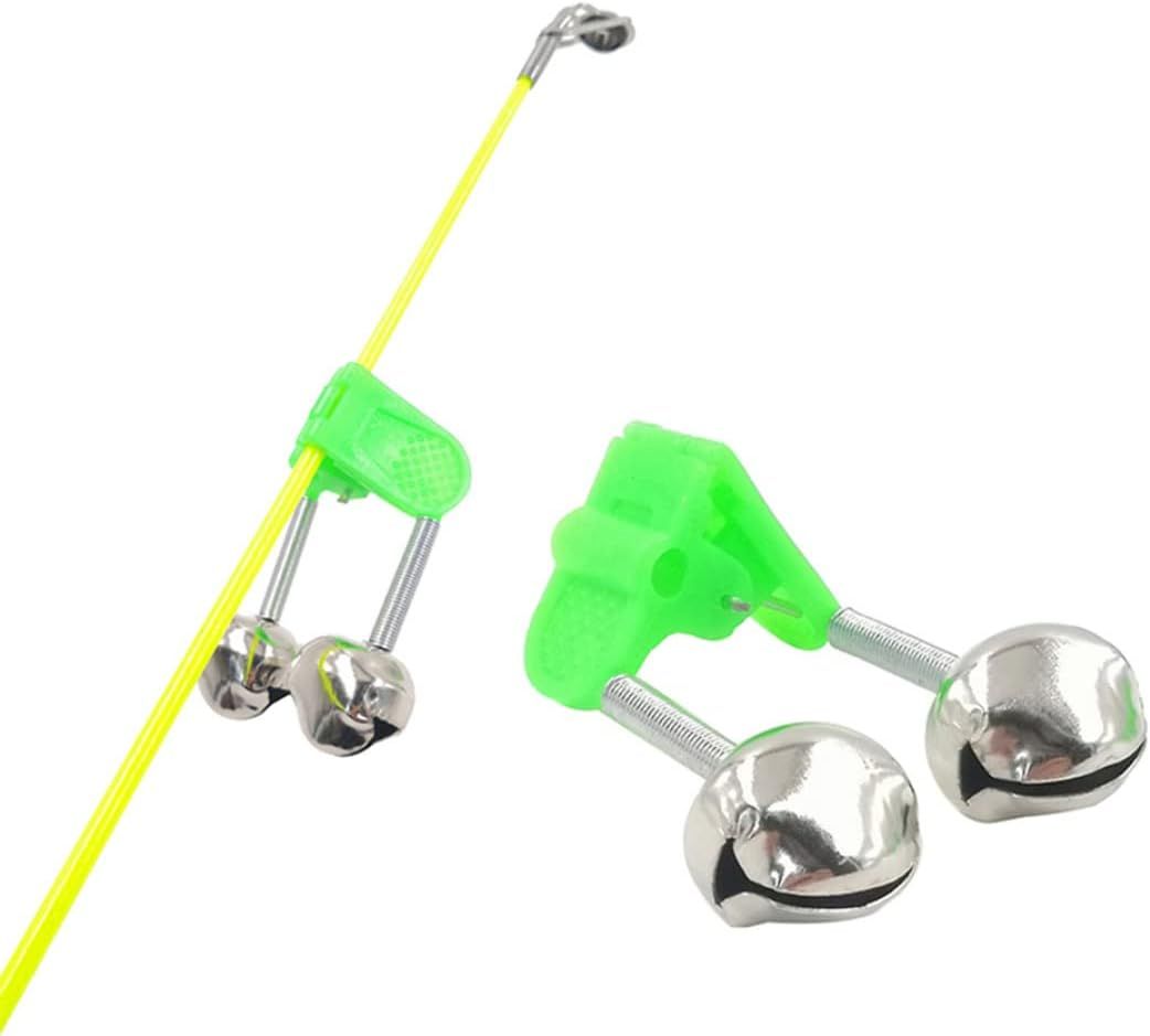 10 Pcs Fishing Rod Extra Loud Alarm Dual Alert Bell Green Silver Tone Dual Metal… image 4