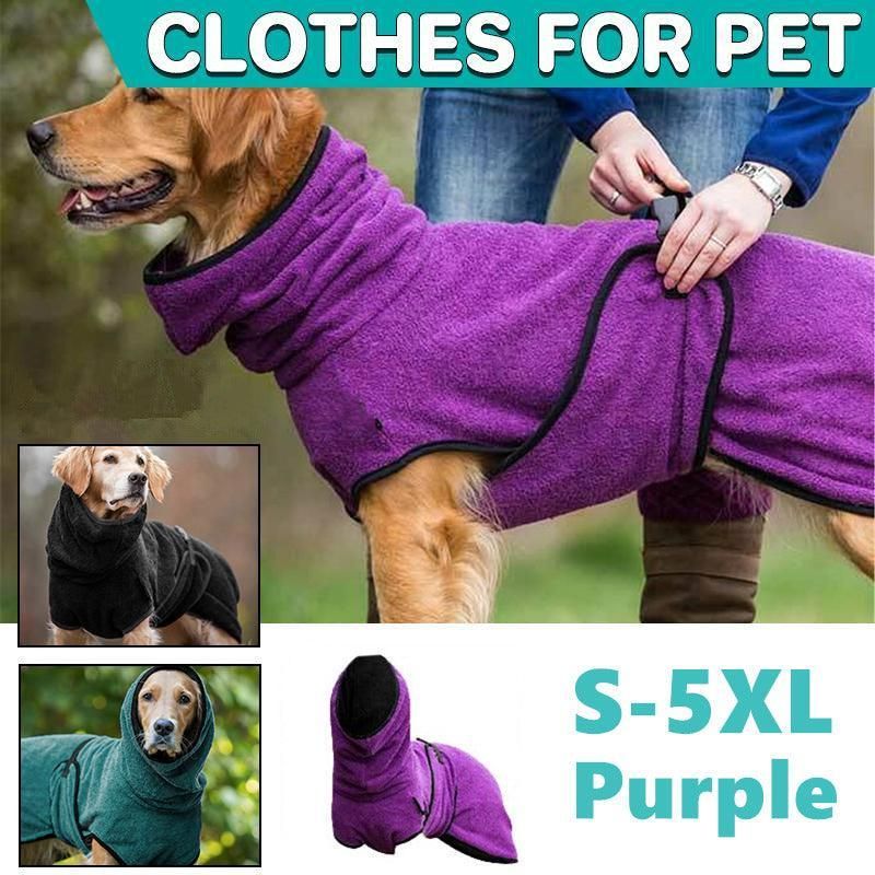 Dog Puppy HoodiesJacket Solid Coat Pet Winter Soft Warm Clothes S-5XL Purple - 2XL image 2