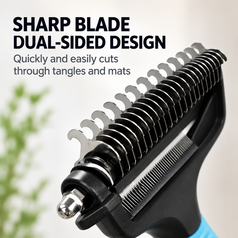 Orange 3 in 1 Pet Dematting Comb - Detangling Rake image 4