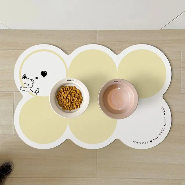 Style 1 White And Yellow Absorbent Diatomaceous Earth Pet Feeding Mat…, 50 × 80cm