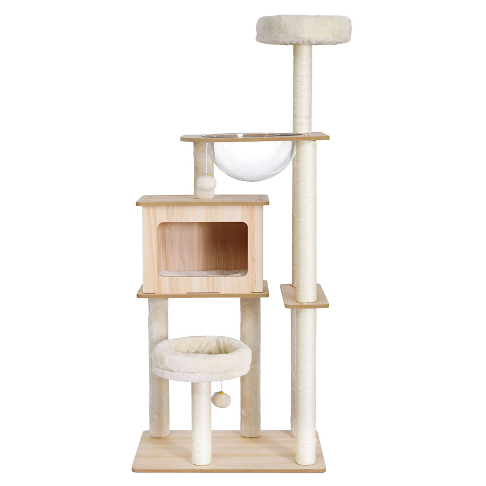 i.Pet Cat Tree Tower Scratching Post Scratcher 142cm Wood Bed Condo House image 3