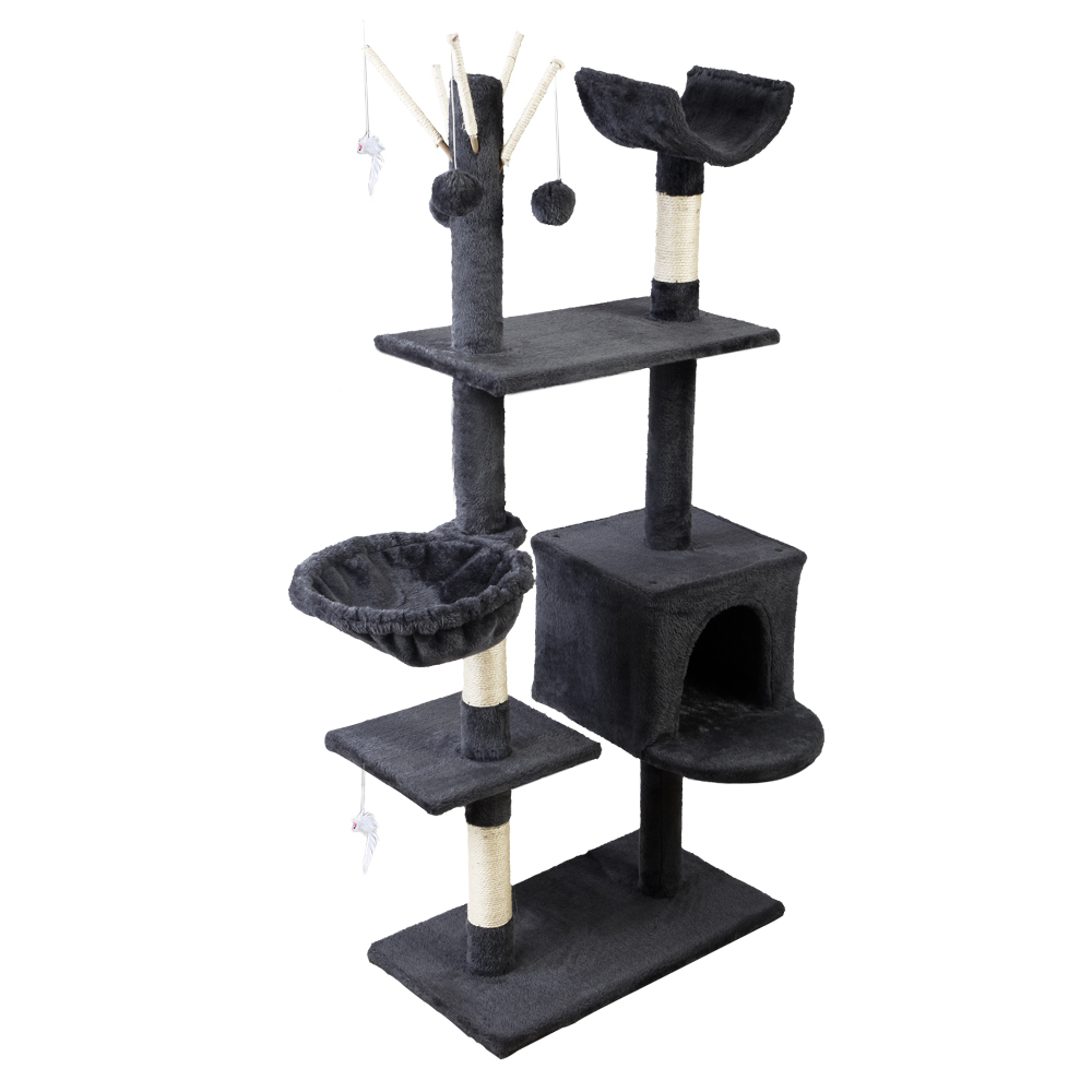i.Pet Cat Tree 140cm Tower Scratching Post Scratcher Trees Toys Condo Bed Grey image 8