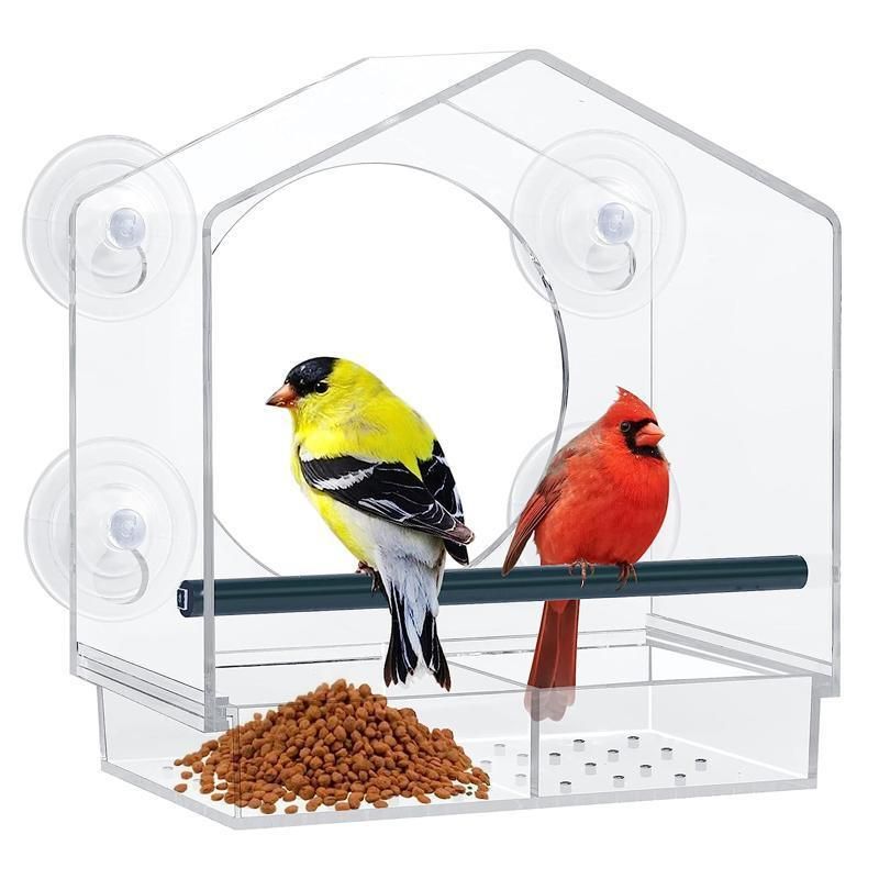 Clear Acrylic Window Bird Feeder with Strong Suction Cups and Removable Seed Tray image 10