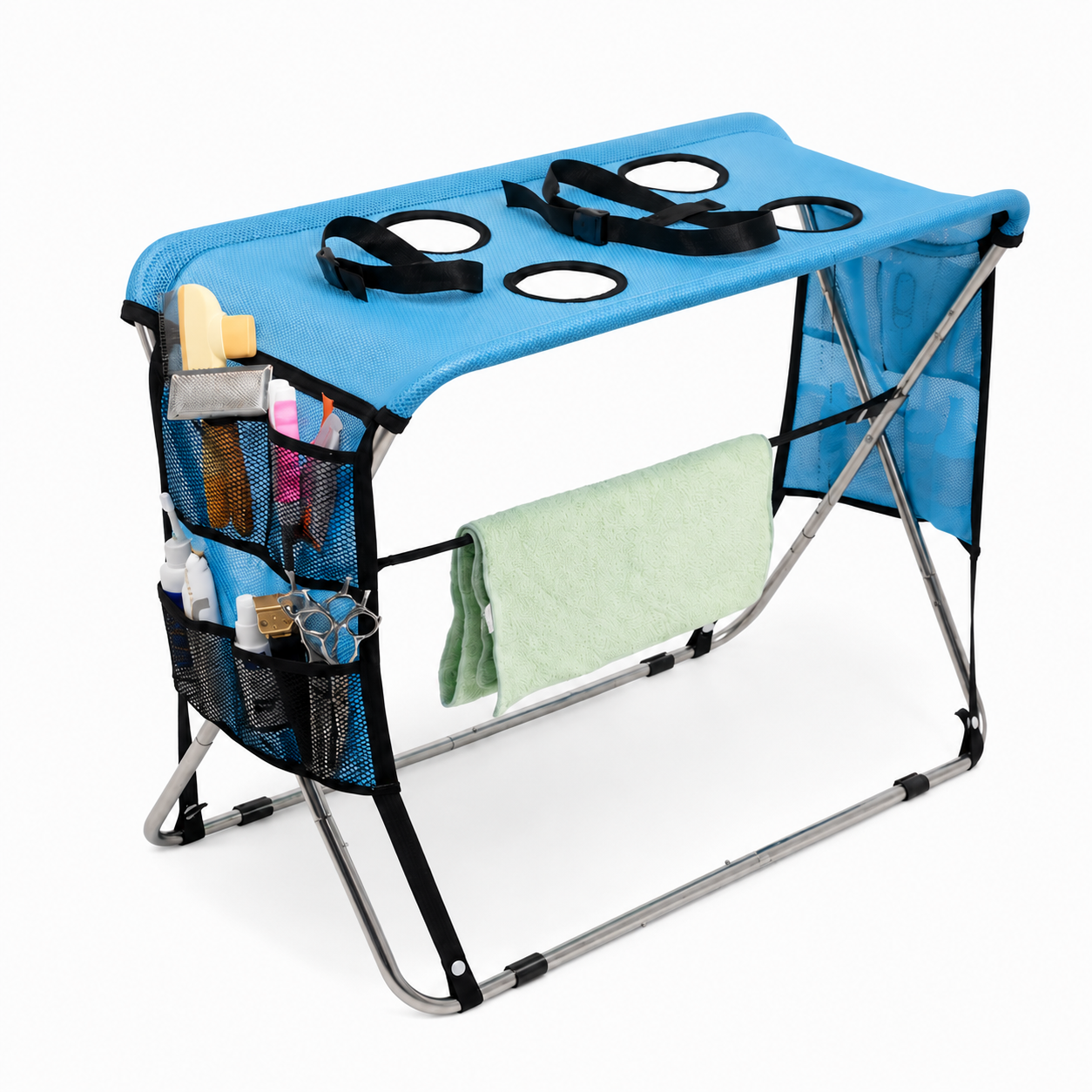 Foldable Pet Grooming Table with Stainless Steel Frame and Breathable Mesh Surface for… image 10