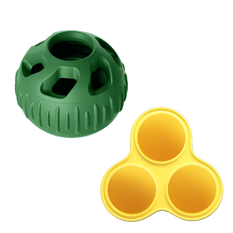 Green Ball and Yellow Mold Pet Treat Dispensing Ball and Molding Set - Silicone Dog…