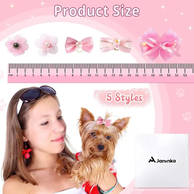 40 Pieces Dog Hair Bows with Rubber Bands