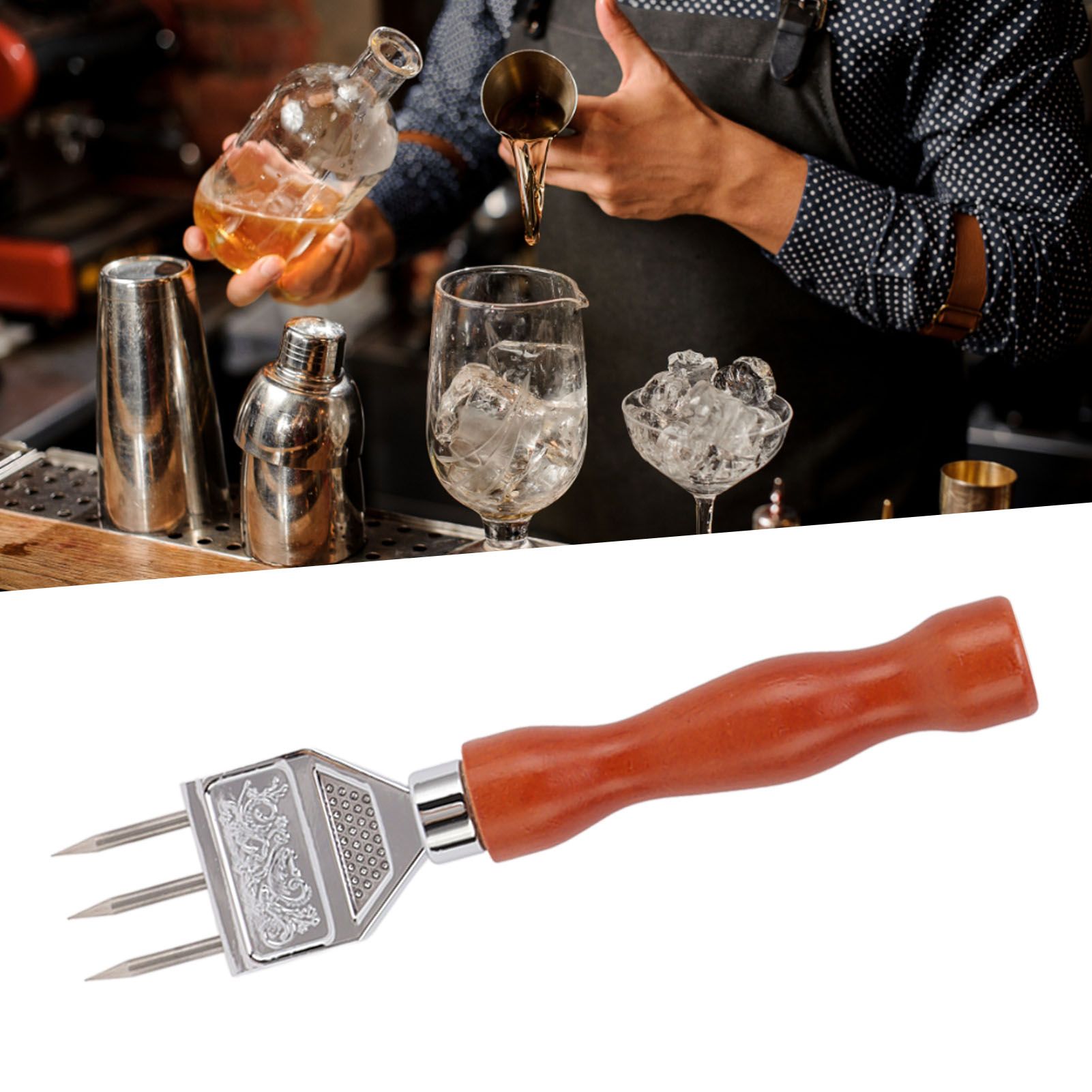 Ice Chipper 304 Stainless Steel Ice Crusher with Wooden Handle for Breaking Ice… image 12