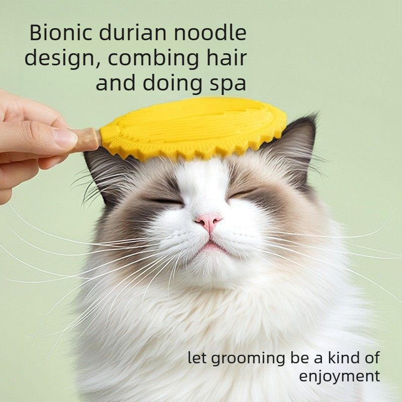 Pet Massage Comb, Cat Hair Remover Brush, Grooming Deshedding Tool-Yellow image 4