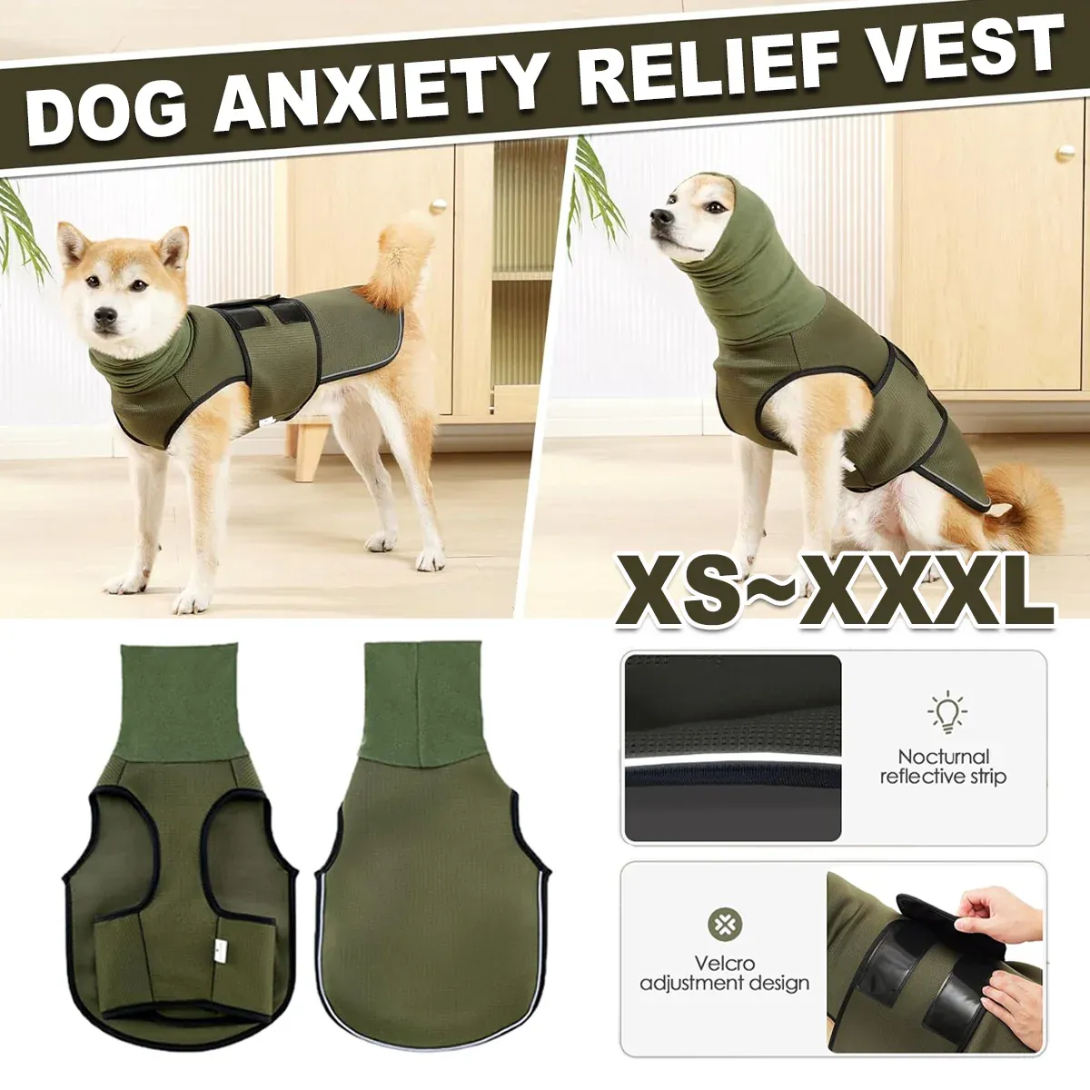 Calming Dog Vest for Stress Relief Travel Thunder Wrap Jacket for Medium Large Dogs - S image 2