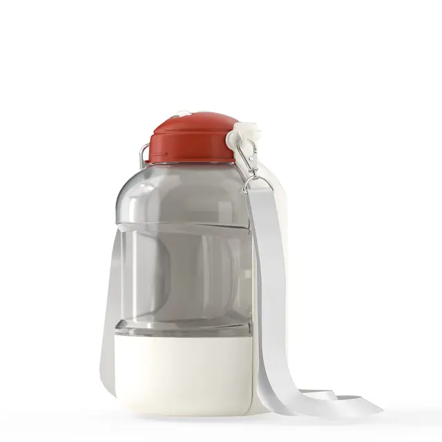 White 2 in 1 Portable Dog Water Bottle and Food Container - 1100ml Travel Pet Water…