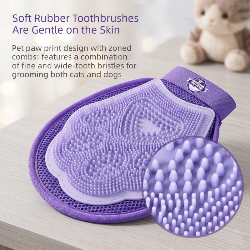 Purple Pet Grooming Gloves for Dogs and Cats - 2 Pack Purple Silicone Massage Brush… image 4