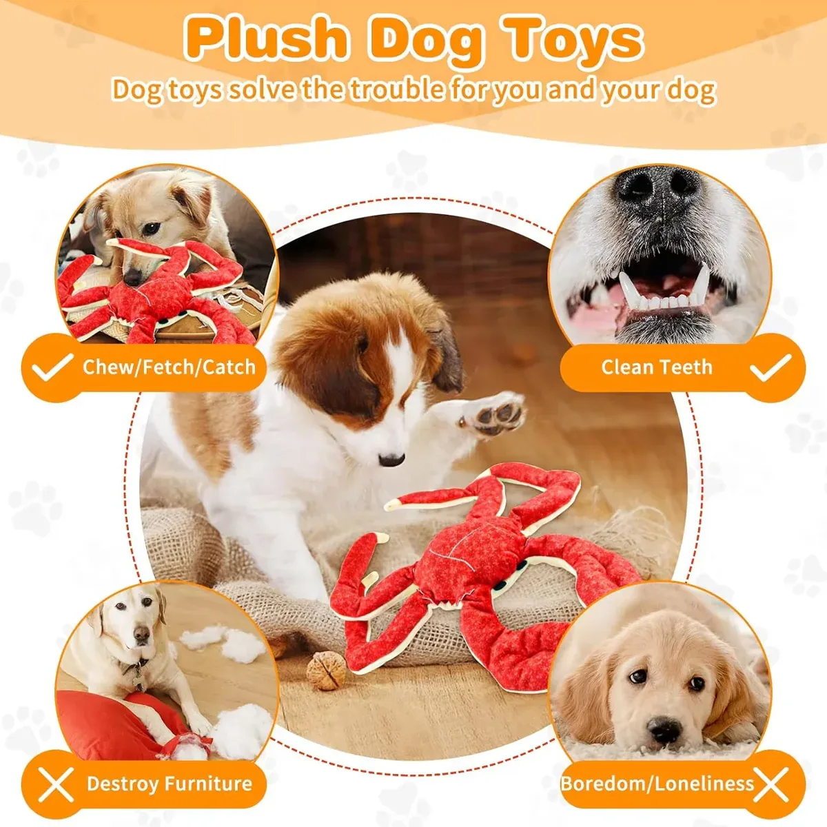 Pet Dog Toys Interactive Plush Dog Toys Durable for Puppy Small Dogs Bite Play image 6