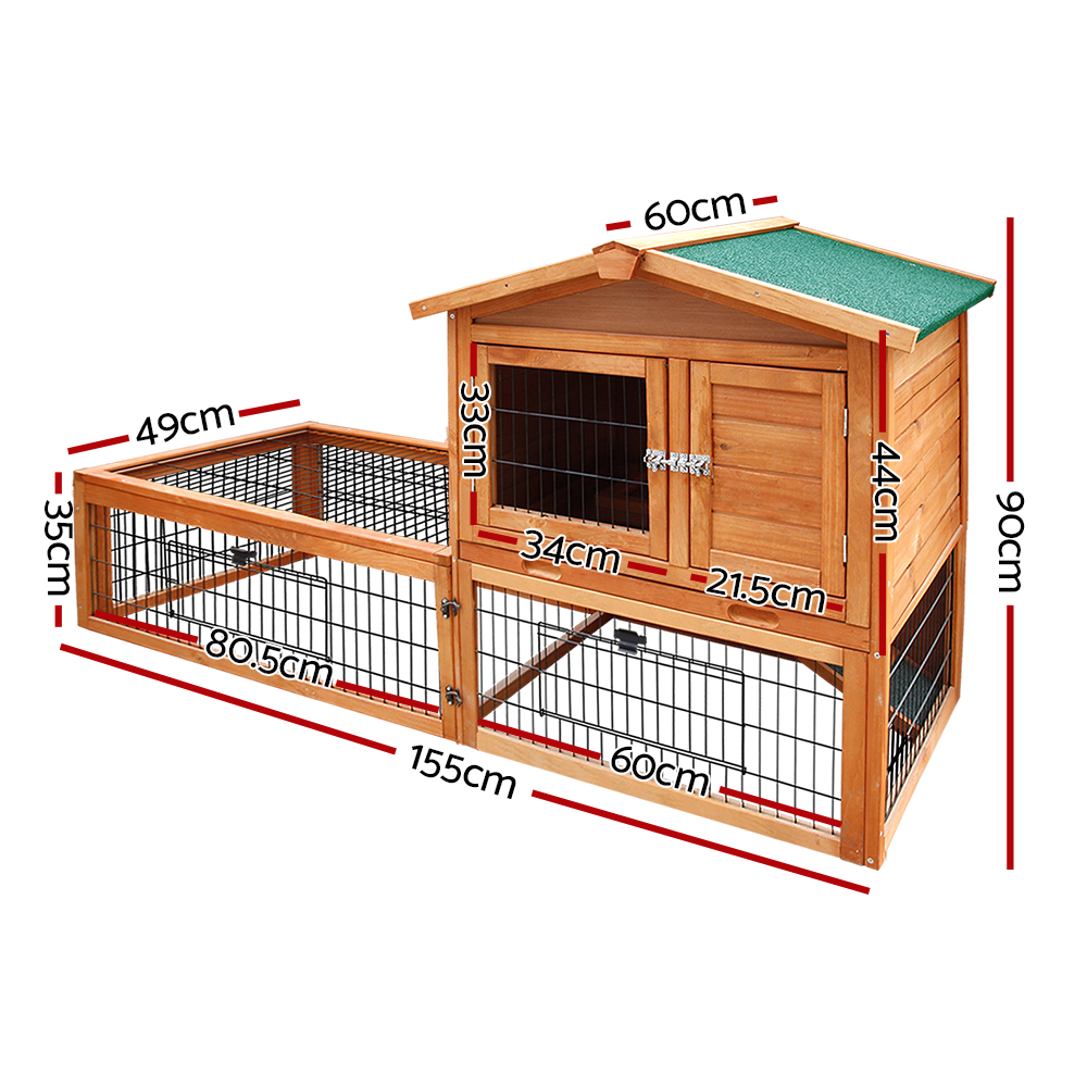 i.Pet Chicken Coop Rabbit Hutch 155cm x 49cm x 90cm Large Chicken Coop Wooden Run Cage… image 2