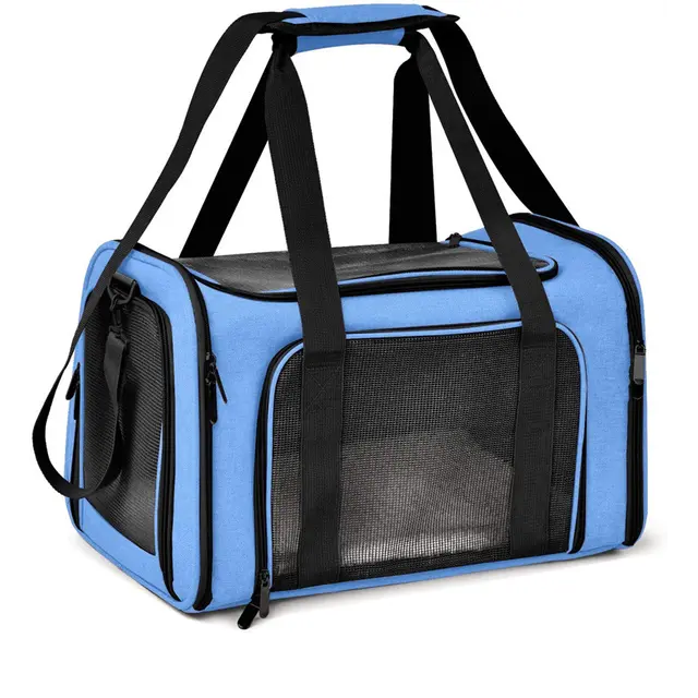 S Blue Portable Foldable Pet Carrier Bag - Large Capacity Travel Carrier for 2 Small…