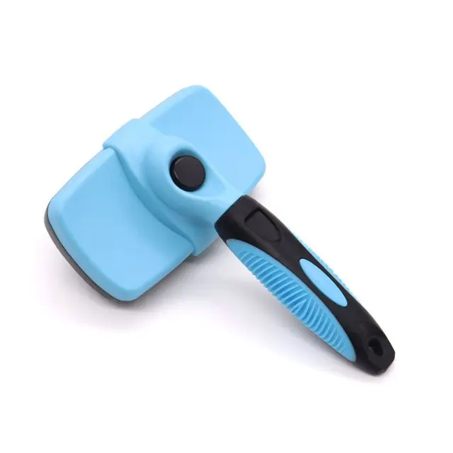 3 Pack Light Blue 17*10cm Self-Cleaning Pet Slicker Brush with 60 Degree Curved Pins…