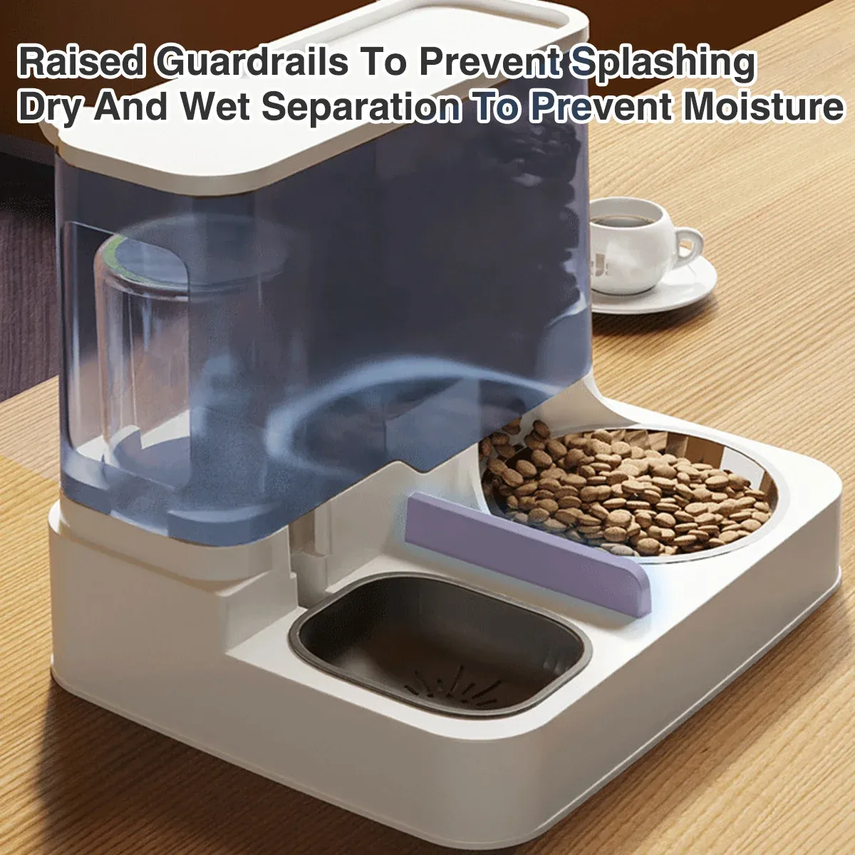 Automatic Cat Feeder Water Dispenser All in One Plastic Bowl for Cats and Dogs - Blue image 13