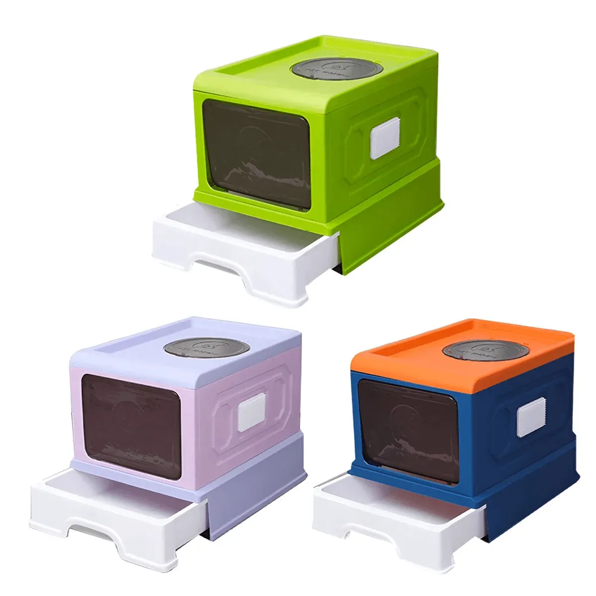 Folding Enclosed Cat Litter Box Foldable Drawer Toilet Anti-Splash Pet Supplies - Purple image 3
