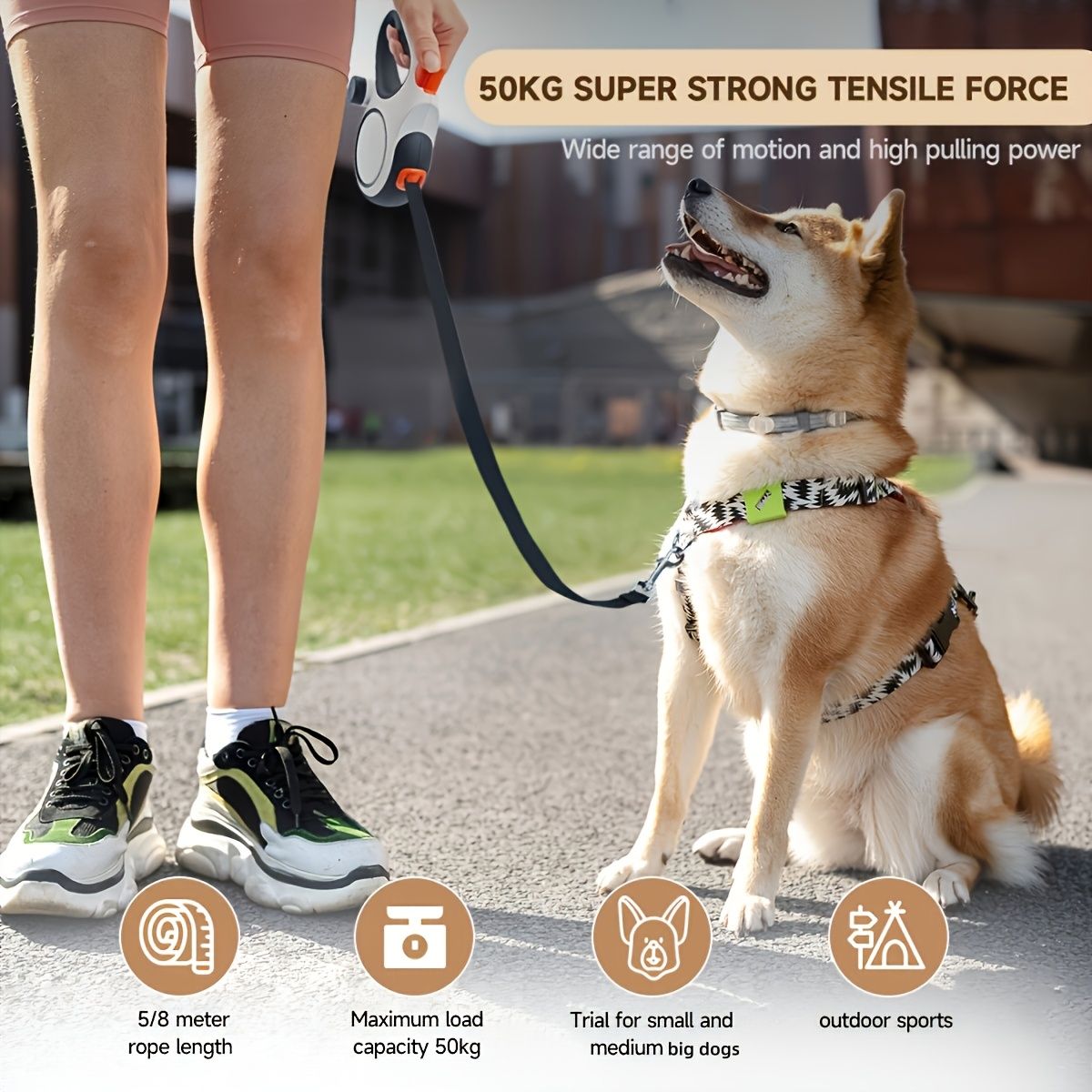 White retractable dog leash image 5