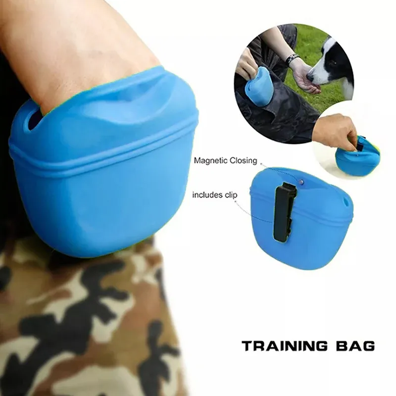 Dog Training Treat Bag Silicone Pet Pouch with Clip Waist Belt Snack Holder - Black image 6