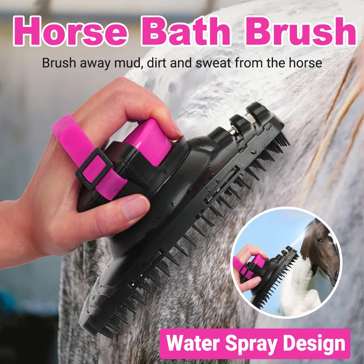Horse Bath Brush Grooming Massage Comb Soft Bristle Cleaning Tool For Equine Use image 14