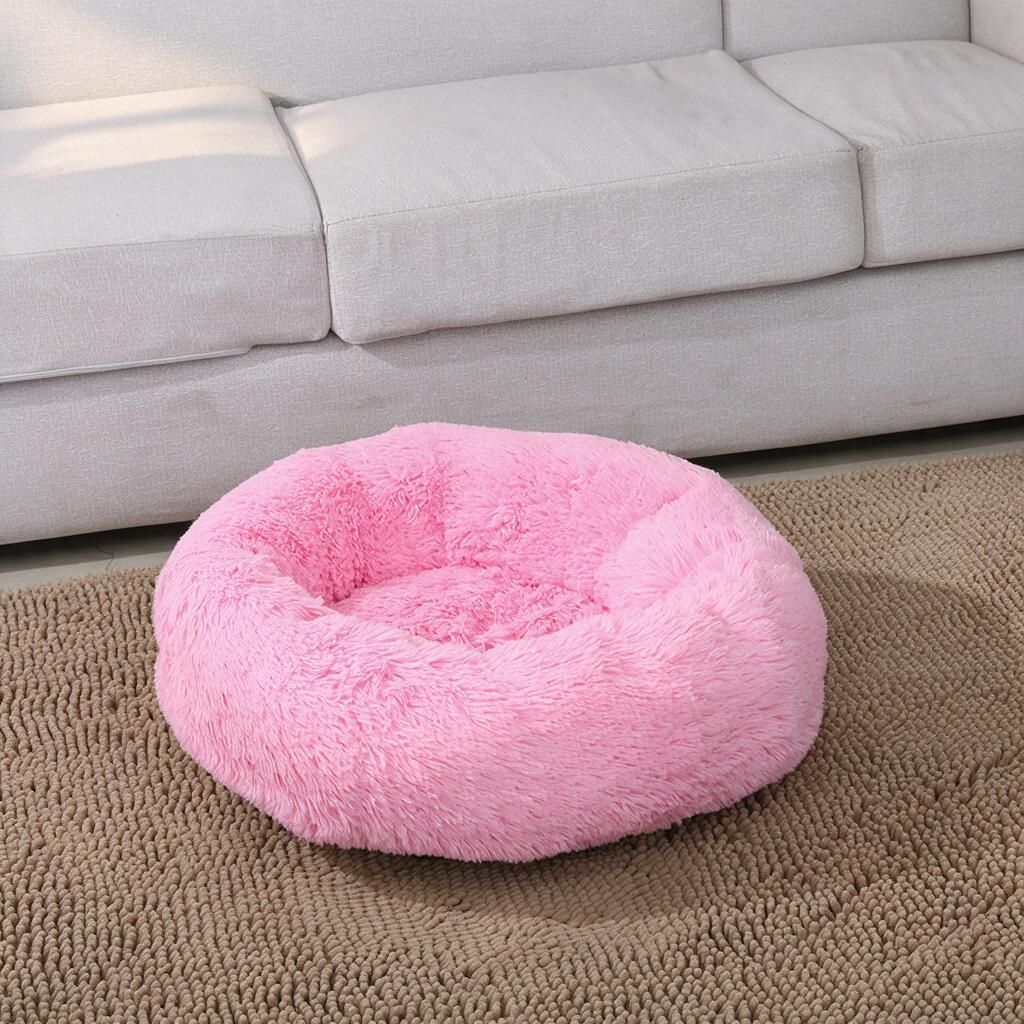 Bright Pink 120cm Outer Diameter Deep Fur Pet Resting Pad for Big Dogs Cats &…