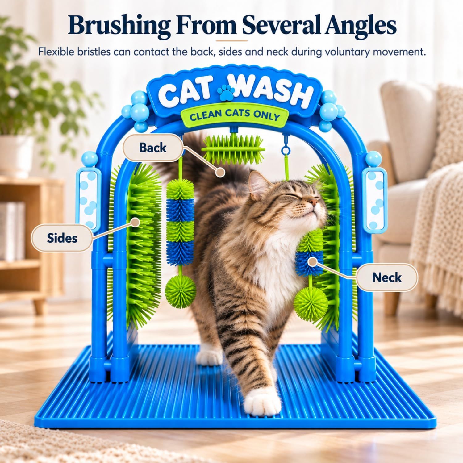 Indoor Cat Self-Grooming Arch: Gentle Dry Massage & Hair Removal For Your…, Blue image 4
