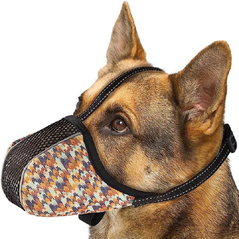 Adjustable Long-Snout Dog Muzzle with Breathable Mesh Front and Reflective Straps image 5