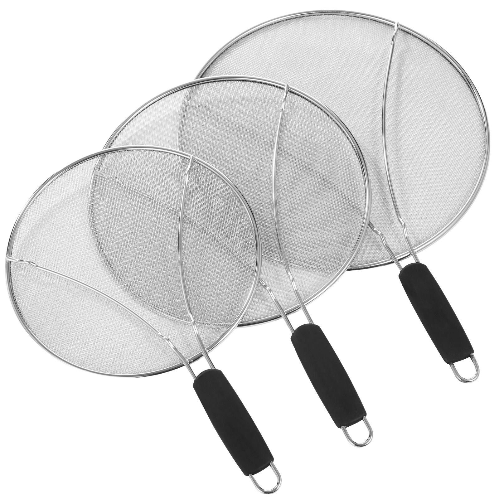 PCS Stainless Steel Fine Mesh Splatter Screen with Handle – Cooling Rack image 2