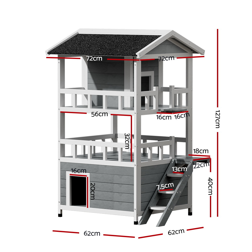 i.Pet Outdoor Cat House Shelter 72cm x 72cm x 127cm Rabbit Hutch Wooden Condo Small… image 2