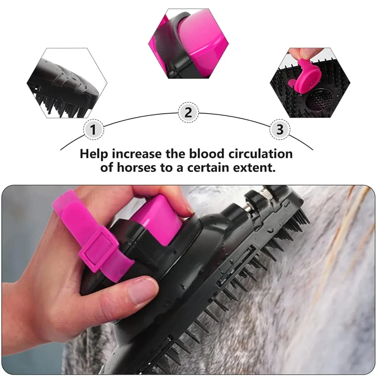 Horse Bath Brush Grooming Massage Comb Soft Bristle Cleaning Tool For Equine Use image 10