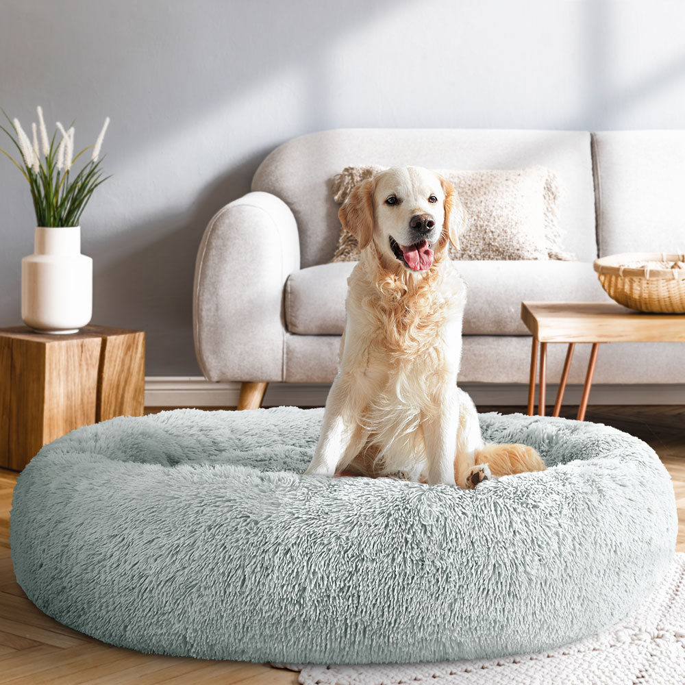 i.Pet Pet Bed Dog Cat 110cm Calming Extra Large Soft Plush Light Grey image 7