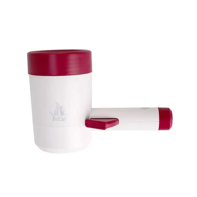 Deep red Portable Dog Paw Cleaner Cup - Semi-Automatic 360-degree Rotating Foot Washer…
