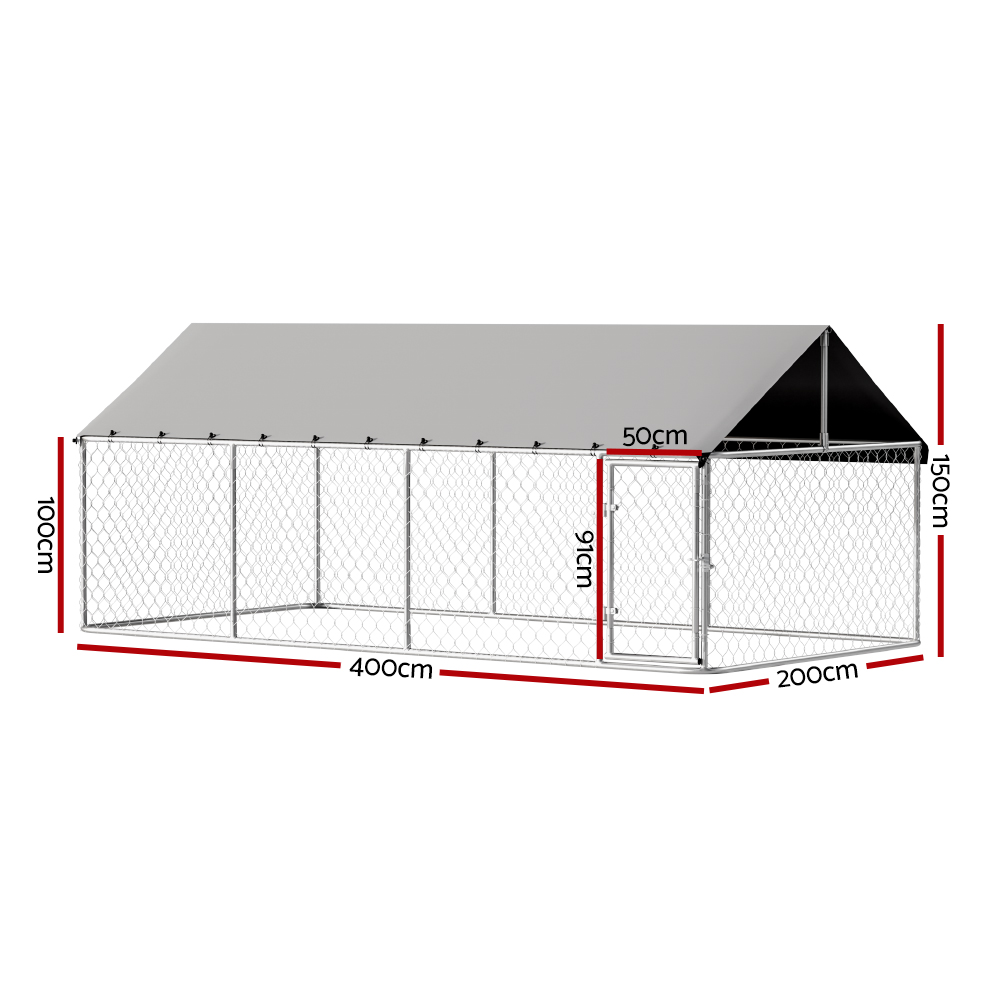 i.Pet Dog Kennel Large House XL Pet Run Cage Puppy Outdoor Enclosure 2Mx4M image 2