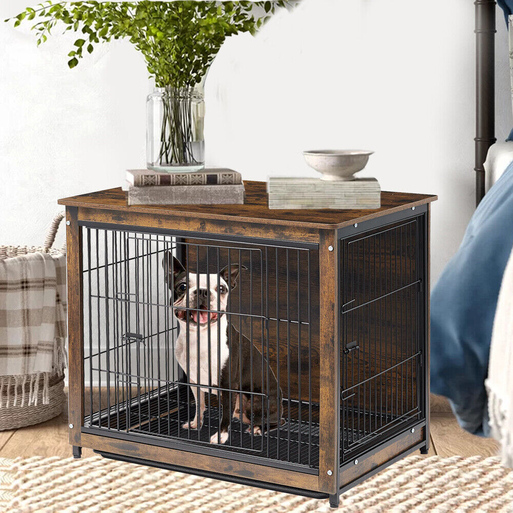 Small Wooden Dog Crate Indoor Kennel 63x51x59cm End Table Nightstand image 2