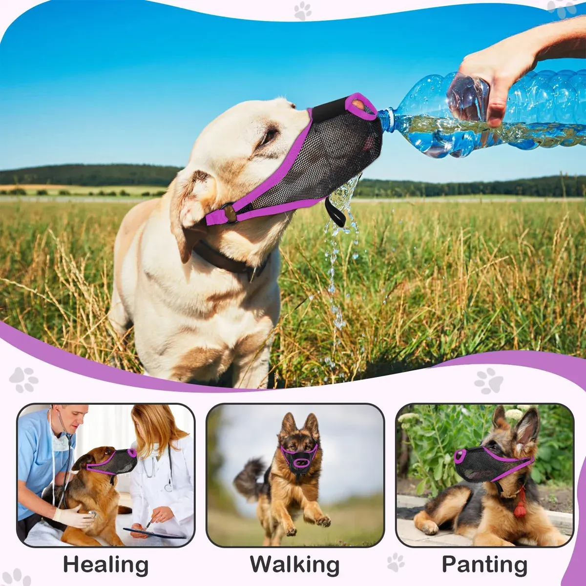 Pet Dog Breathable Lightweight Muzzle Face Mask Prevent Dogs Biting People Use - XL image 6